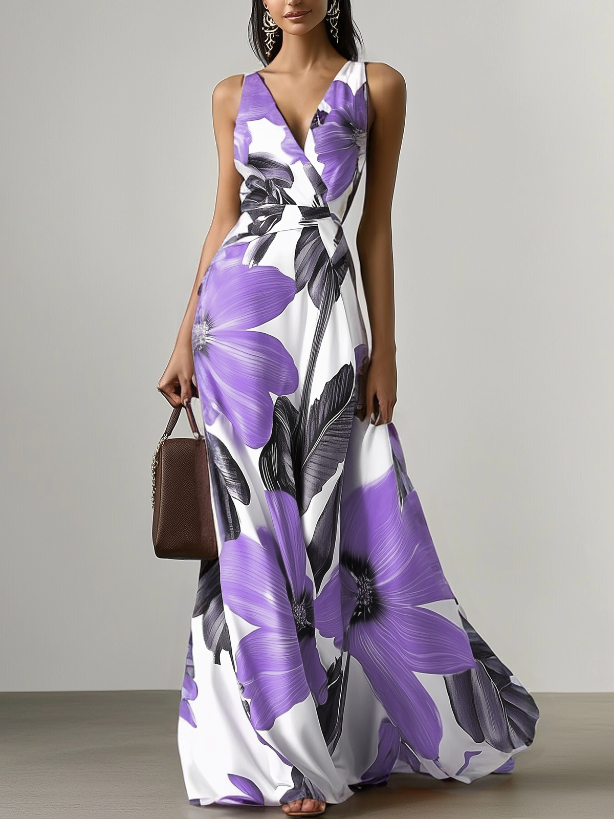 Women's Wedding Guest Dress V-Neck Sleeveless | Maxi