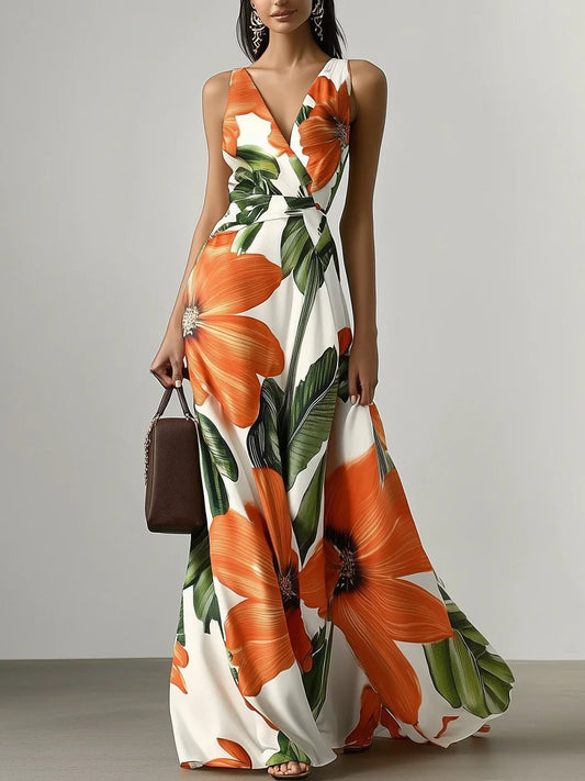 Women's Wedding Guest Dress V-Neck Sleeveless | Maxi