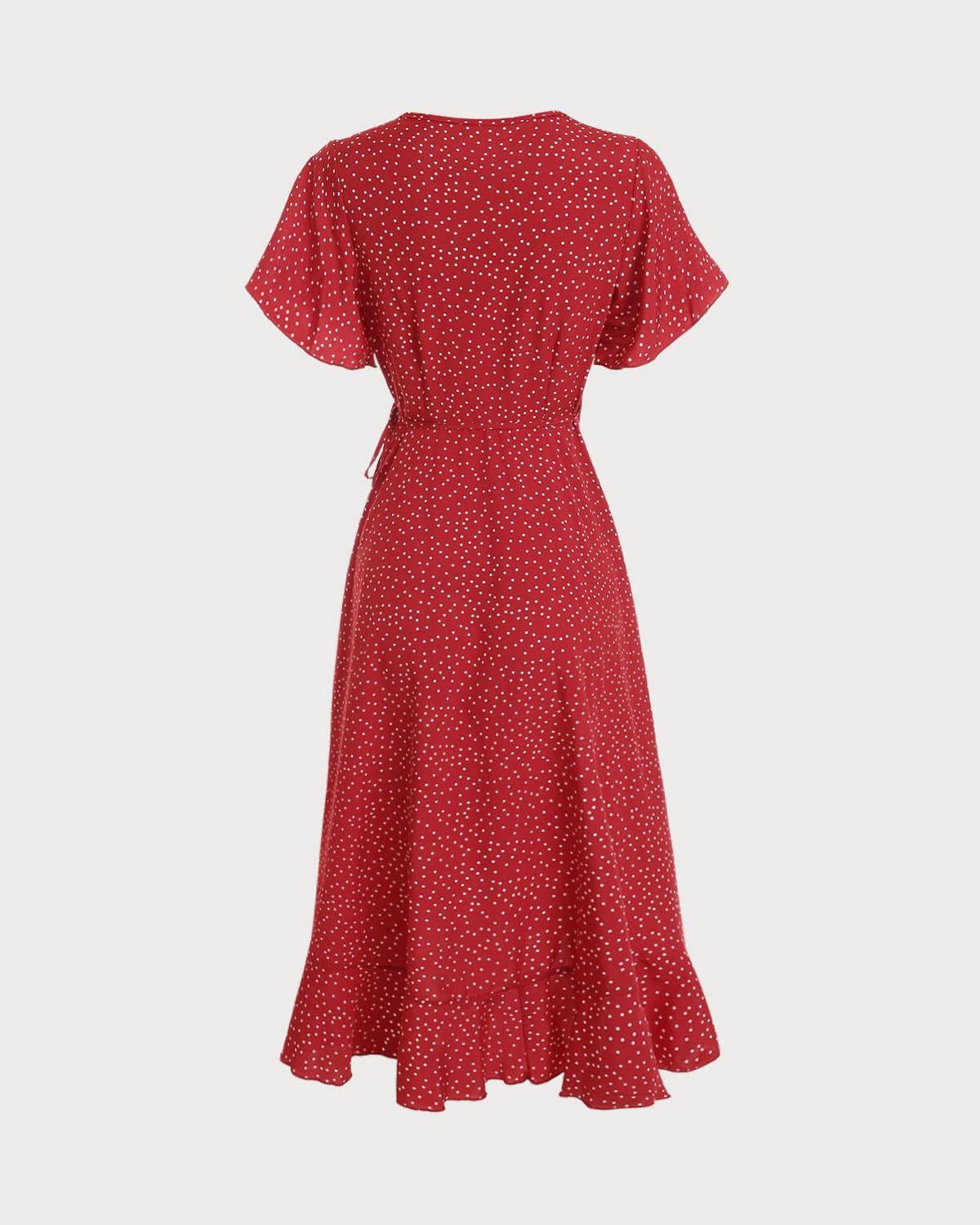 Women's Wedding Guest Dress Wrap Polka Dot | Midi