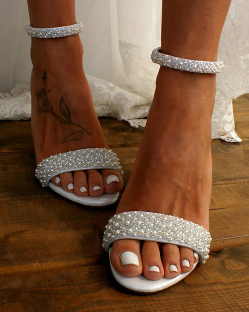 Women's Wedding Shoes Block Heel Embellished | Ankle Strap