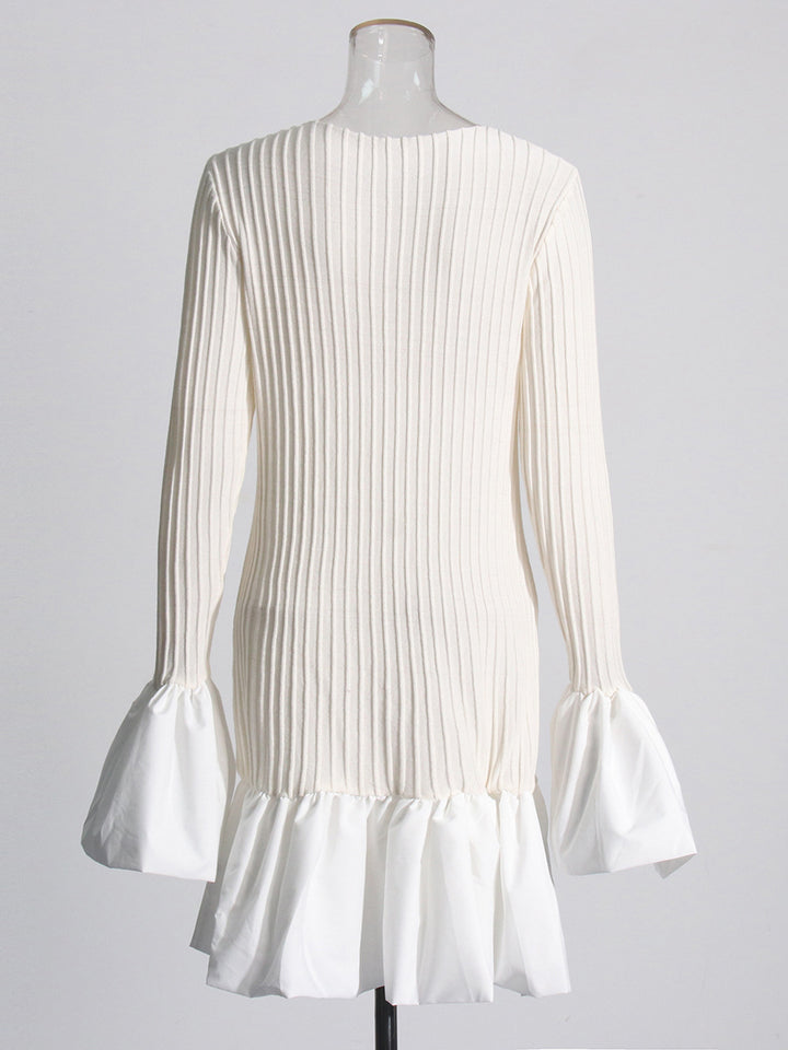 Women's White Dress Long Sleeve Ruffle | Cocktail Mini
