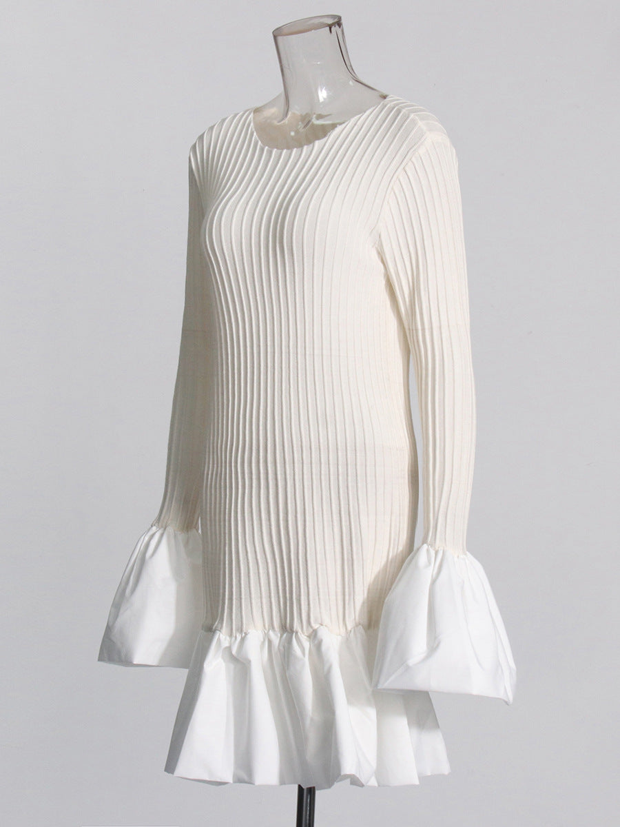Women's White Dress Long Sleeve Ruffle | Cocktail Mini