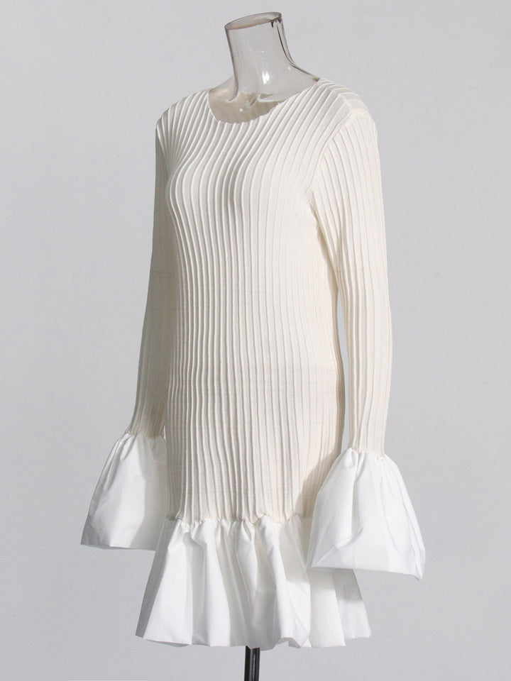 Women's White Dress Long Sleeve Ruffle | Cocktail Mini