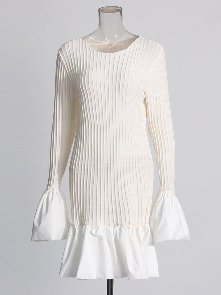 Women's White Dress Long Sleeve Ruffle | Cocktail Mini