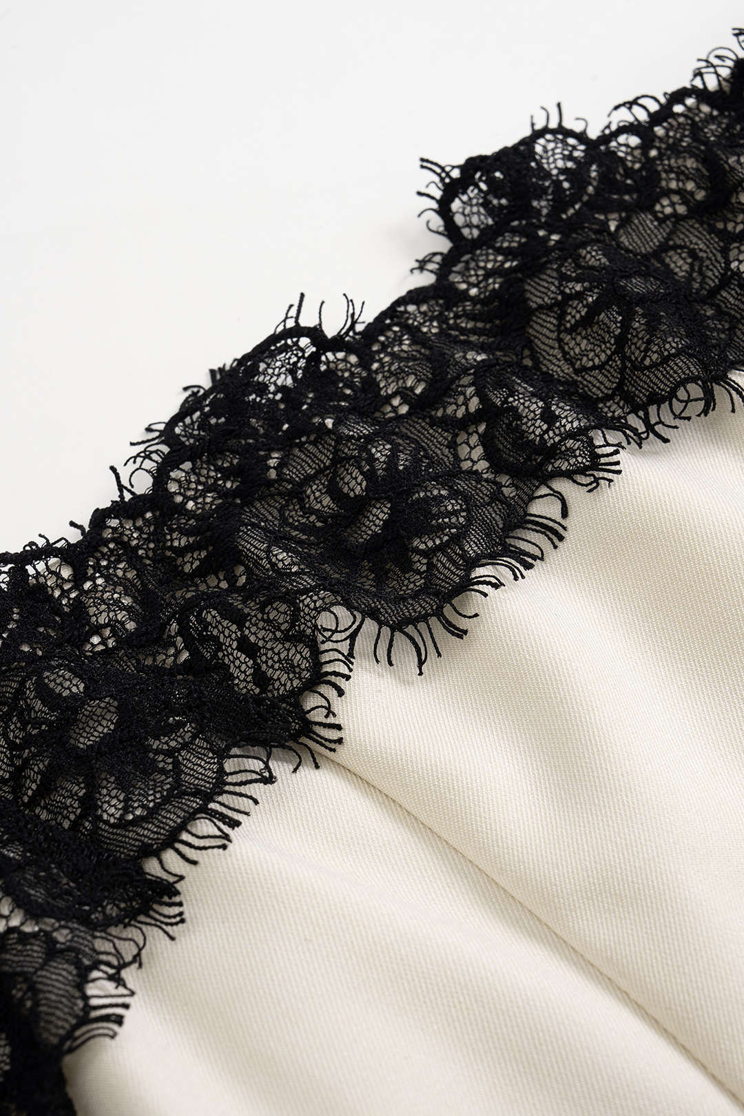 Women's White Dress Midi with Black Lace | Evening