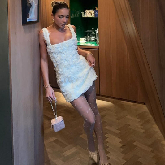 Women's White Dress Mini Sleeveless | Cocktail Party