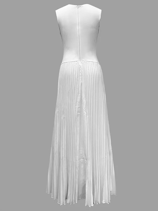 Women's White Dress Pleated Maxi | Formal