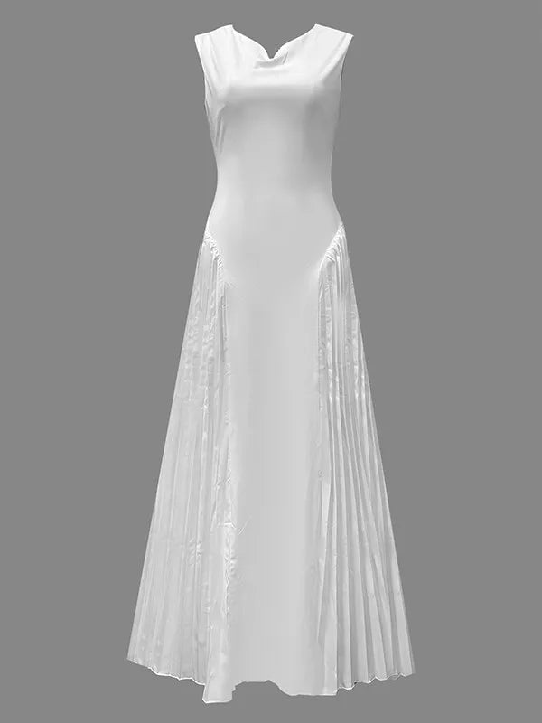 Women's White Dress Pleated Maxi | Formal