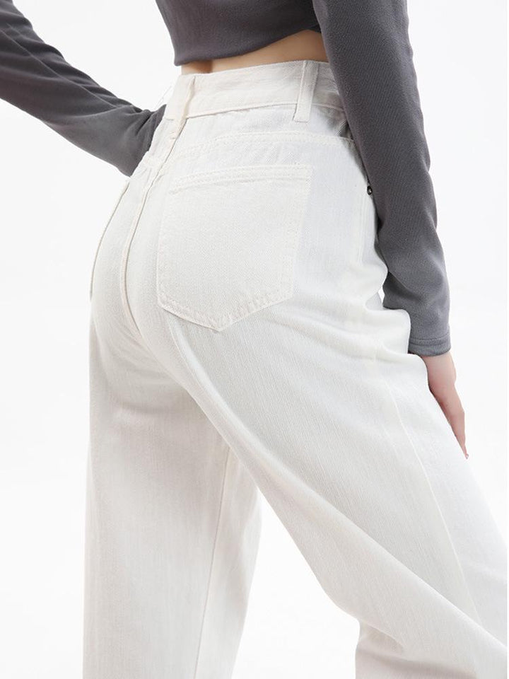 Women's White Wide Leg Jeans with Pockets | High Waist