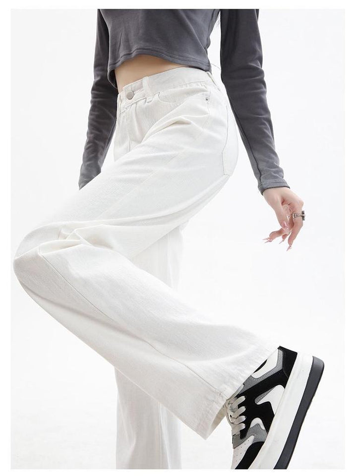Women's White Wide Leg Jeans with Pockets | High Waist