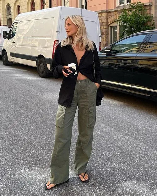 Women's Wide Leg Cargo Pants | Baggy Fit