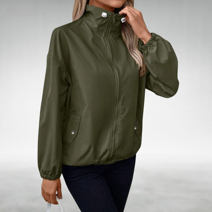 Women's Windbreaker Jacket High Collar | Zip Front