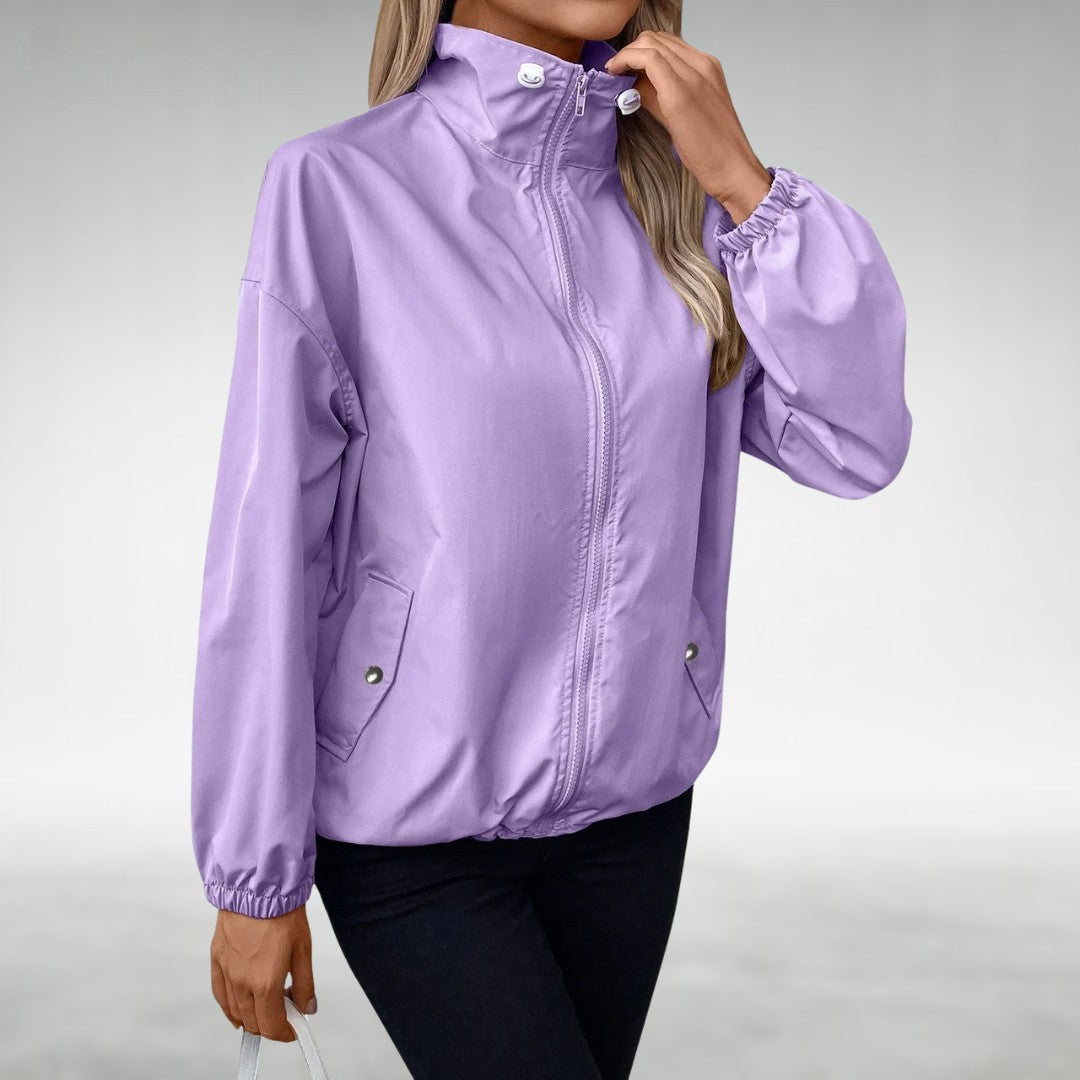 Women's Windbreaker Jacket High Collar | Zip Front