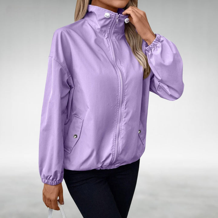 Women's Windbreaker Jacket High Collar | Zip Front