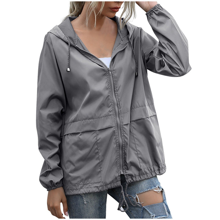 Women's Windbreaker Jacket Hooded Zip | Casual