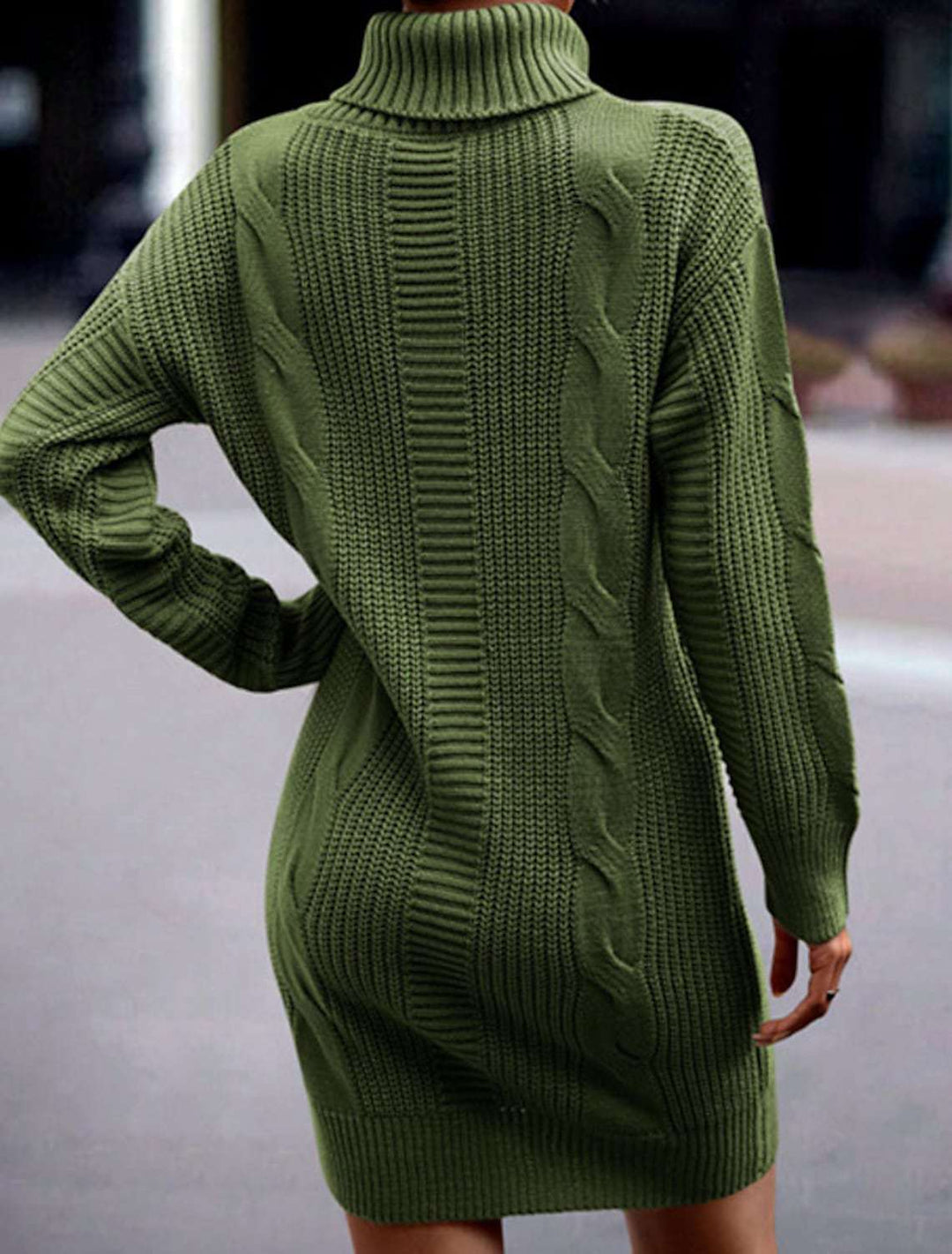 Women's Winter Dress Cable Knit with Turtle Neck | Long Sleeve Mini