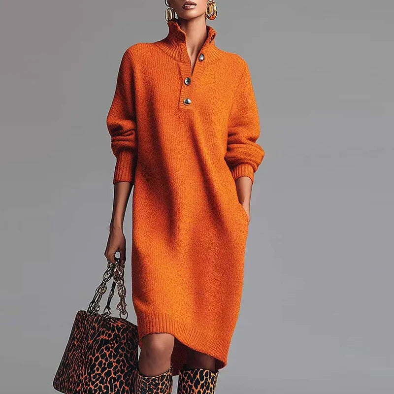 Women's Winter Dress Knit Midi Turtleneck | Casual