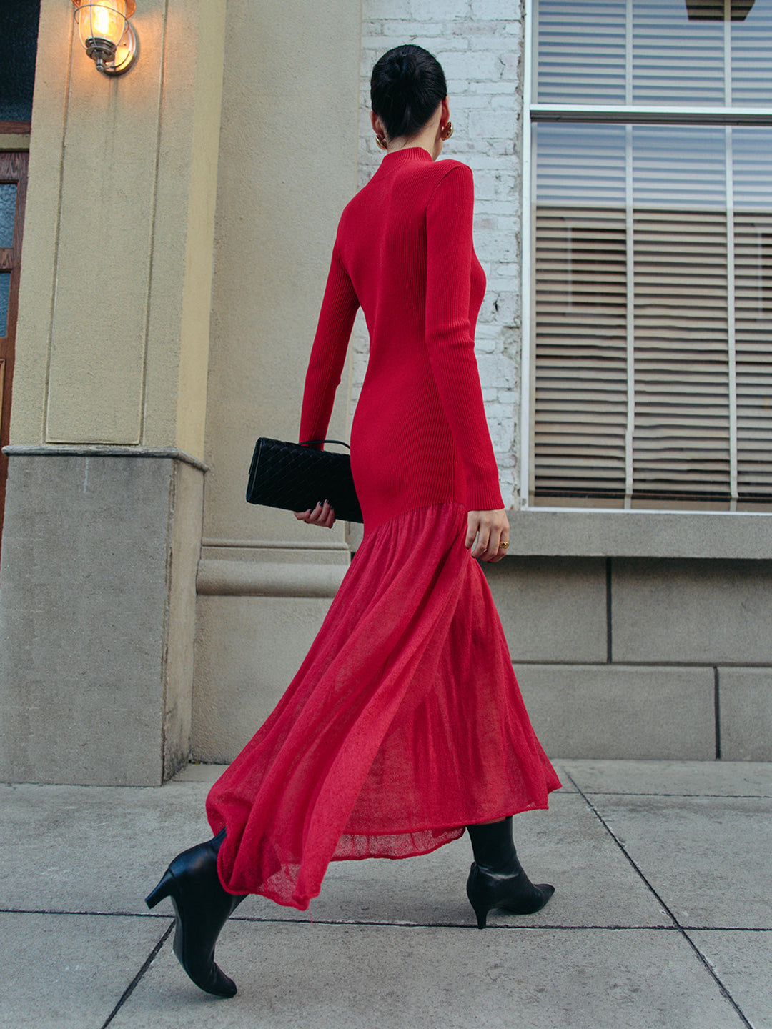 Women's Winter Dress with Mock Neck & Long Sleeve | Knit Maxi