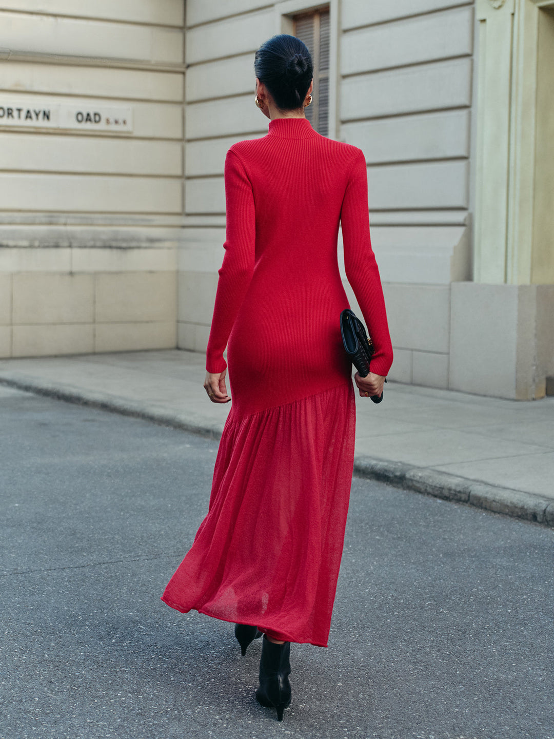 Women's Winter Dress with Mock Neck & Long Sleeve | Knit Maxi