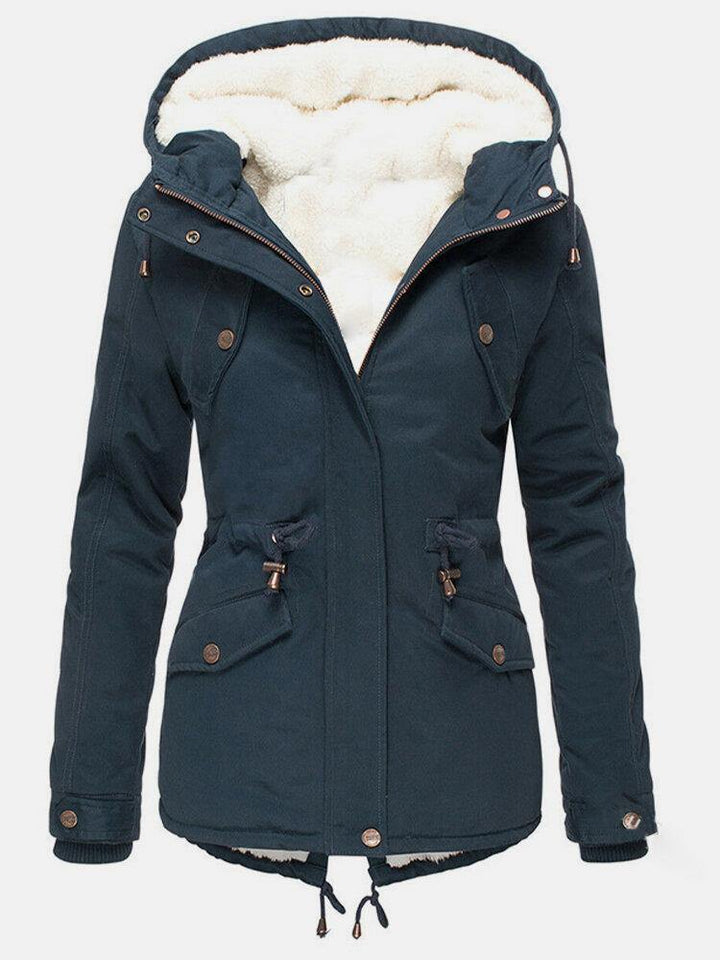 Women’s Winter Jacket Hooded Drawstring | Waist Cinching Tie