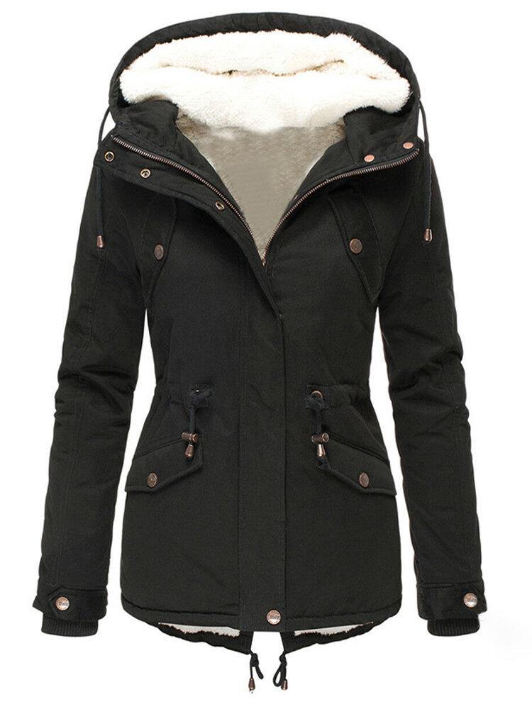 Women’s Winter Jacket Hooded Drawstring | Waist Cinching Tie