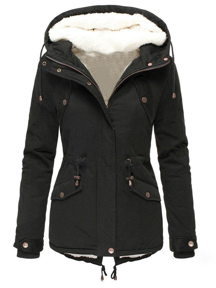 Women’s Winter Jacket Hooded Drawstring | Waist Cinching Tie