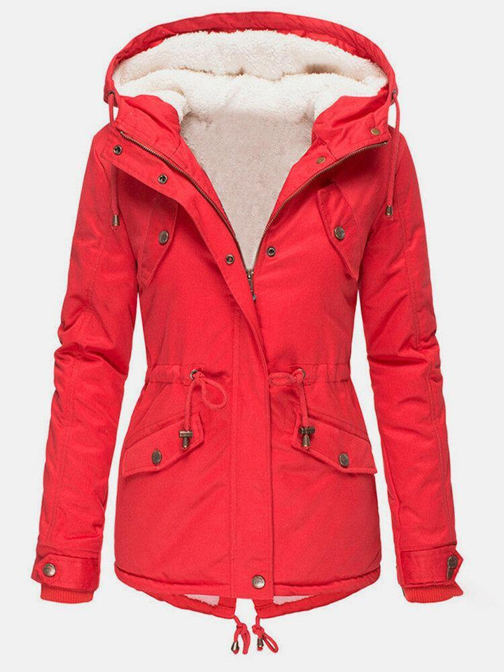 Women’s Winter Jacket Hooded Drawstring | Waist Cinching Tie