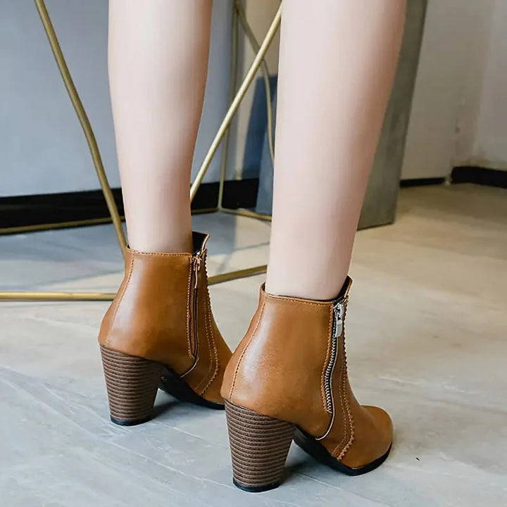 Women's Work Boots Ankle Zip Heeled | Closed Toe