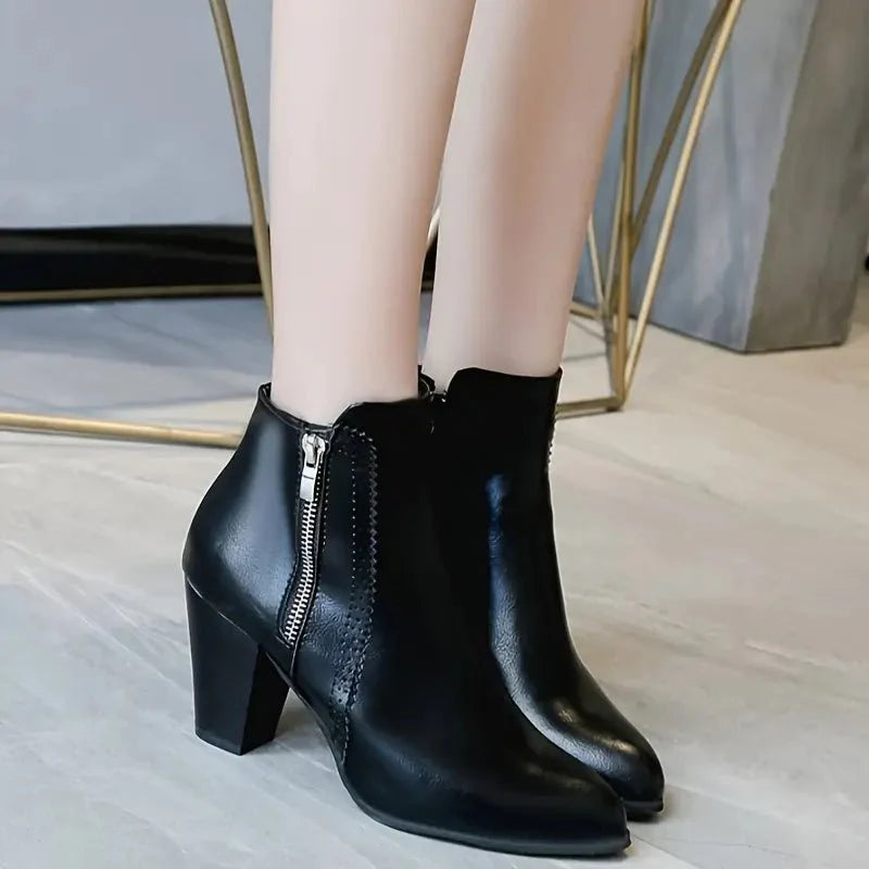 Women's Work Boots Ankle Zip Heeled | Closed Toe