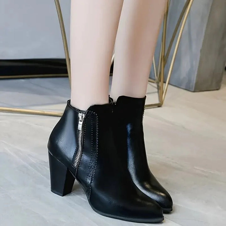 Women's Work Boots Ankle Zip Heeled | Closed Toe