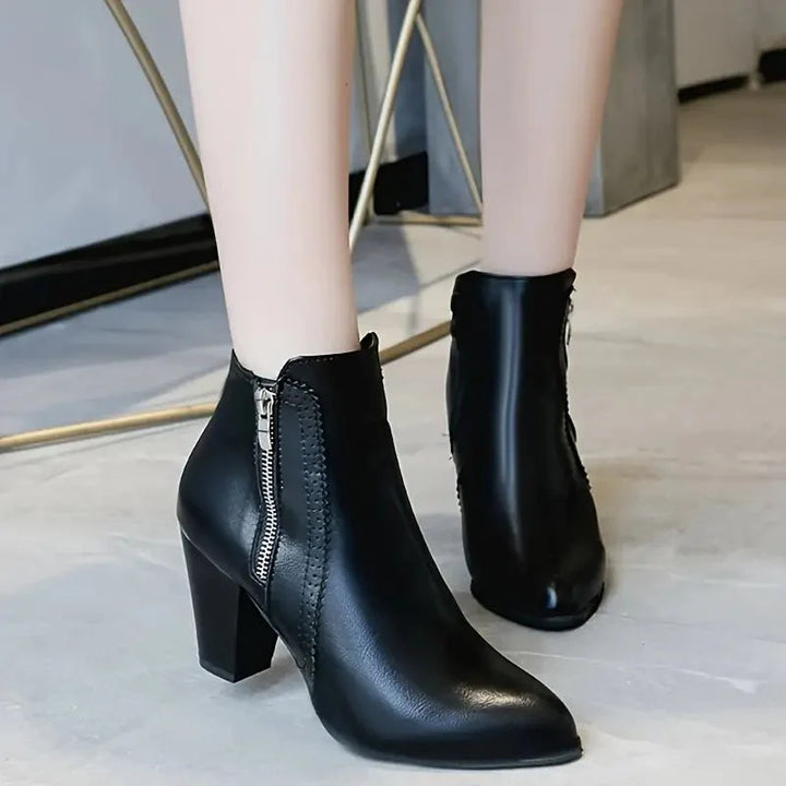 Women's Work Boots Ankle Zip Heeled | Closed Toe