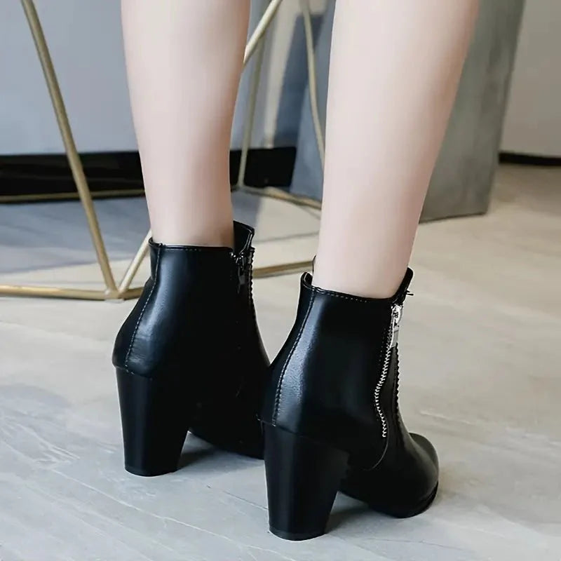 Women's Work Boots Ankle Zip Heeled | Closed Toe