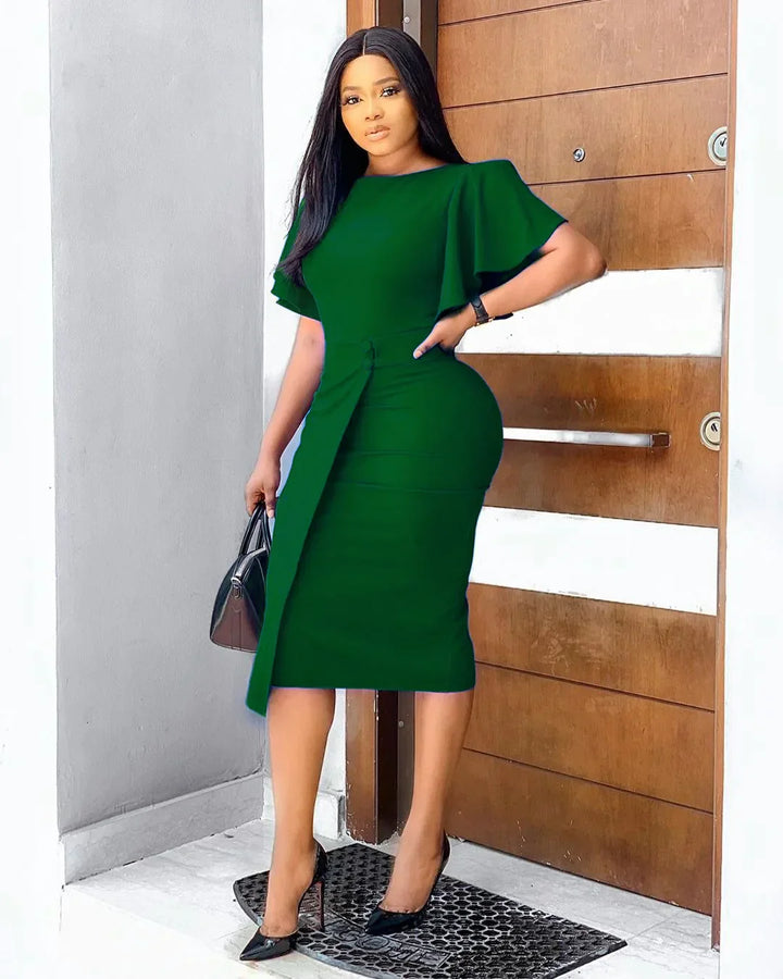 Women's Work Dress Midi Flutter Sleeve | Formal