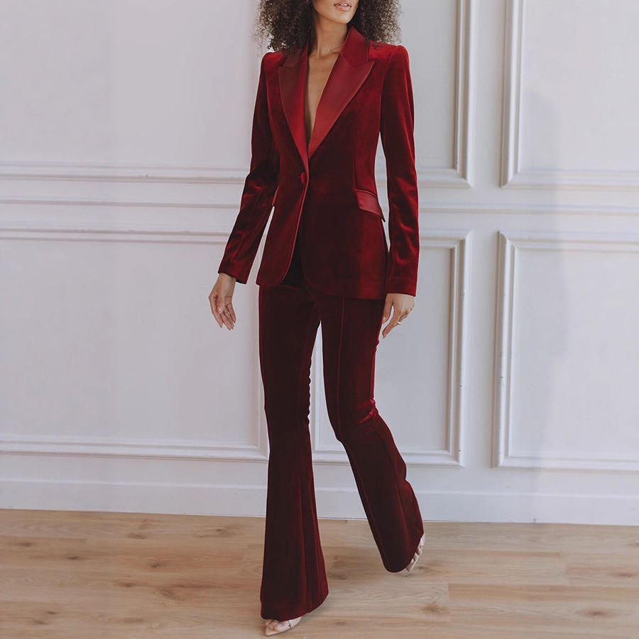 Women's Workwear Co-Ord Blazer Flare Trouser Set | Two Piece