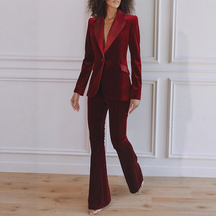Women's Workwear Co-Ord Blazer Flare Trouser Set | Two Piece