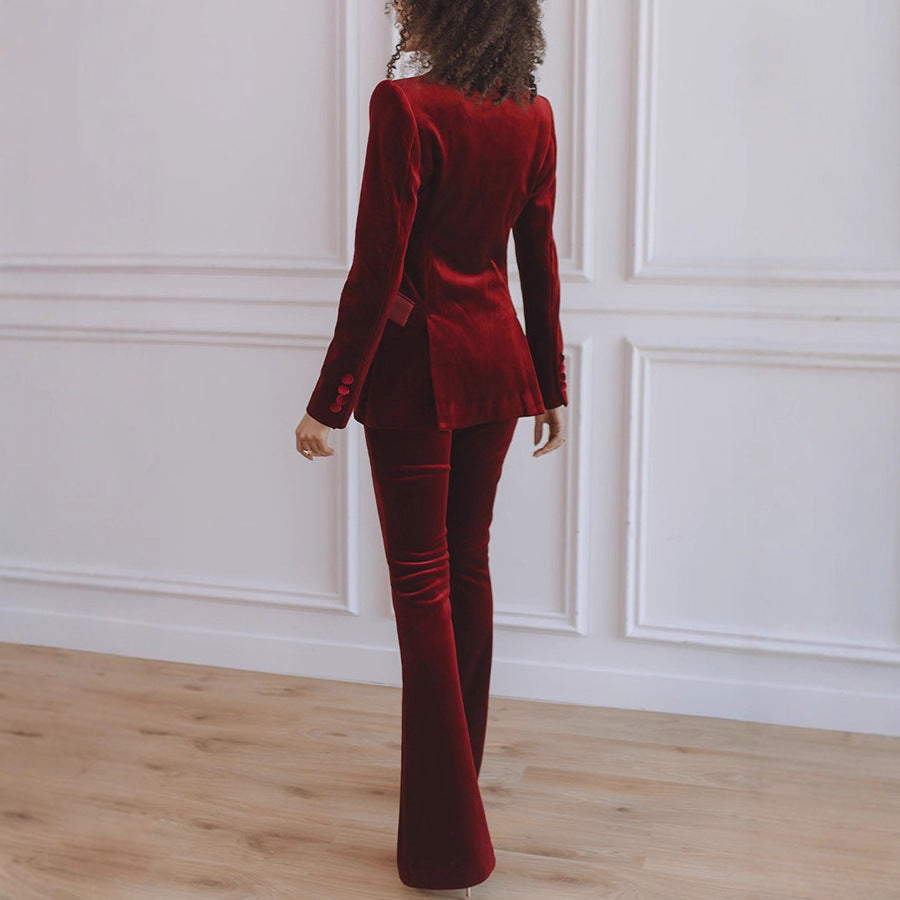 Women's Workwear Co-Ord Blazer Flare Trouser Set | Two Piece