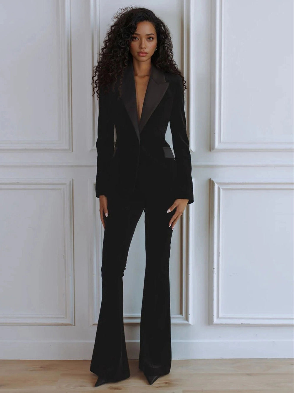 Women's Workwear Co-Ord Blazer Flare Trouser Set | Two Piece