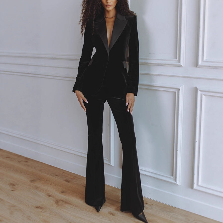 Women's Workwear Co-Ord Blazer Flare Trouser Set | Two Piece