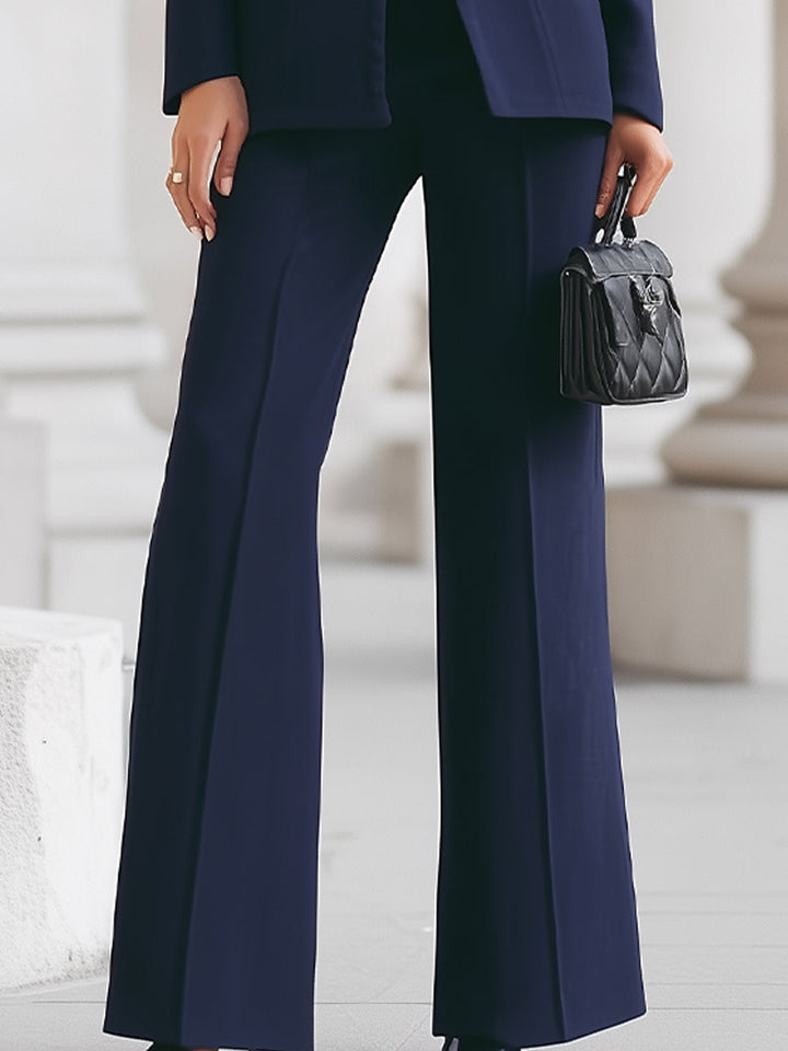 Women's Workwear Two Piece Suit Stand Collar Flare Pants | Formal