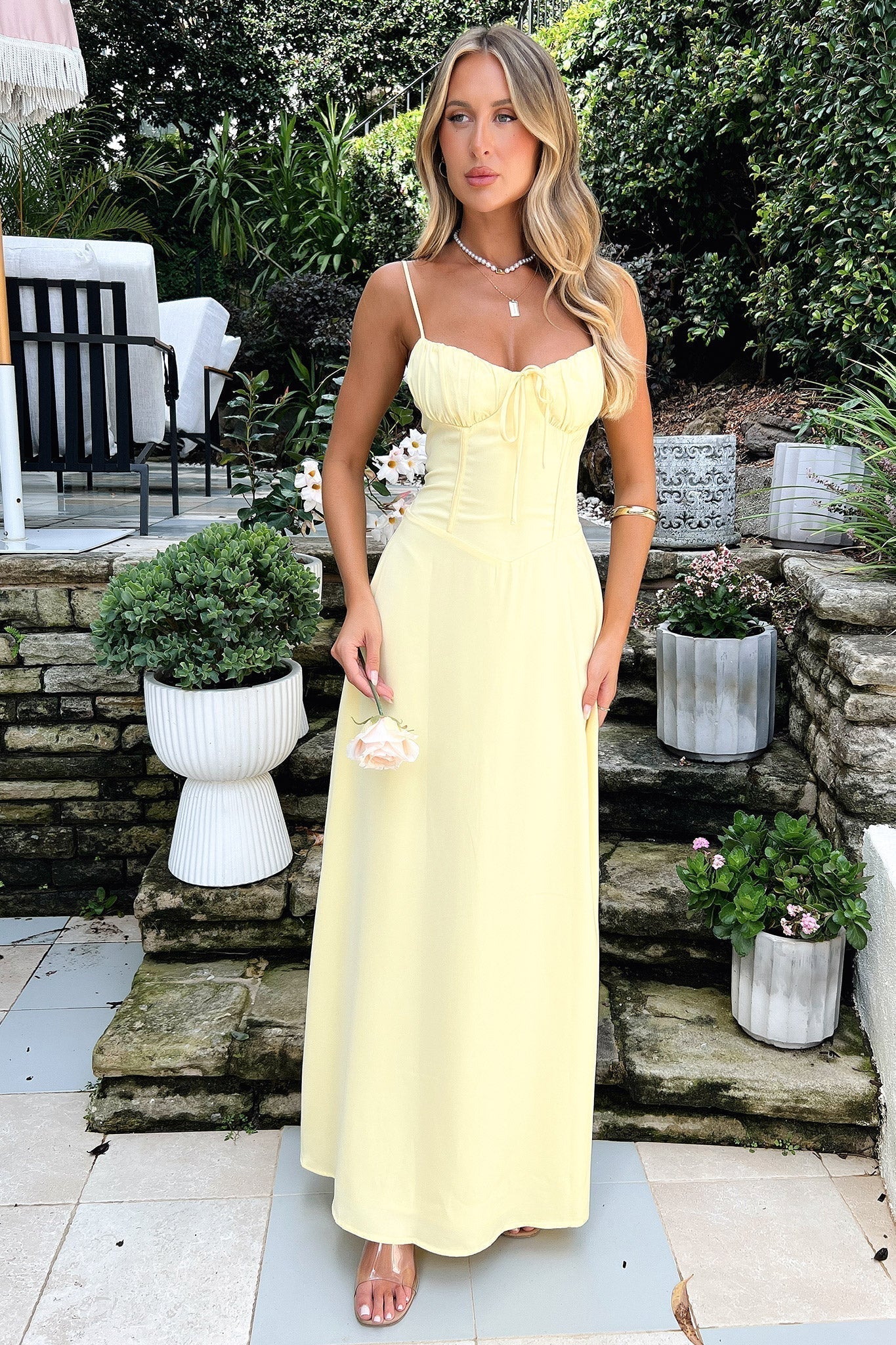 Women's Yellow Dress Corset Maxi | Summer