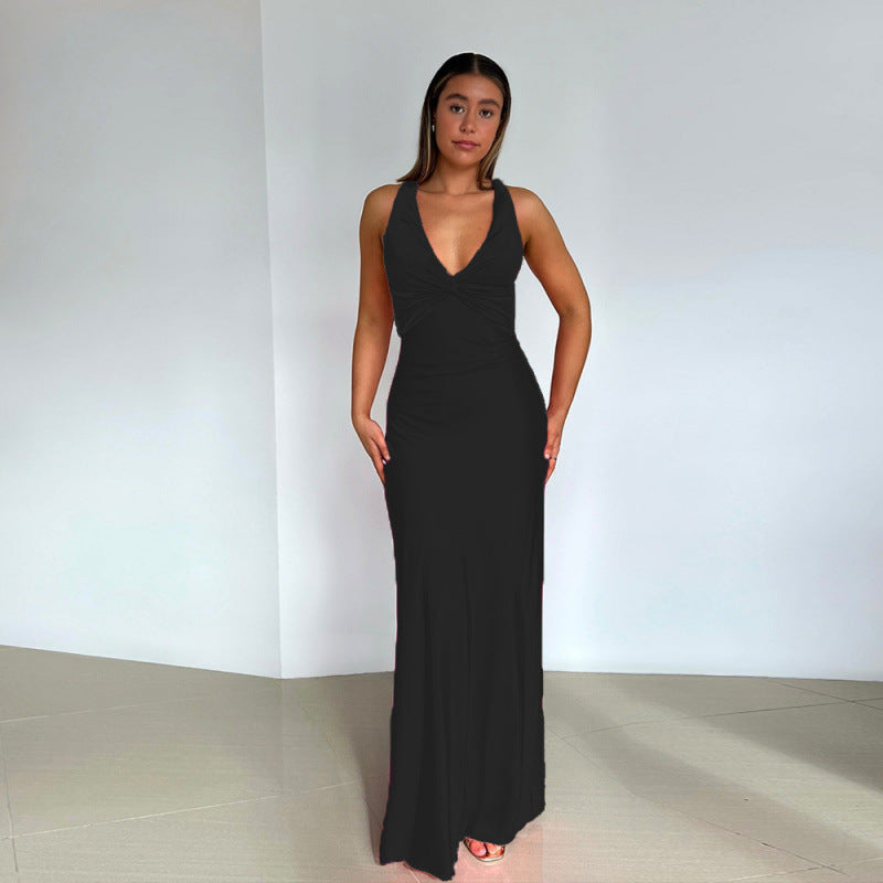 Women’s Yellow Dress Maxi Halter Neck | Wedding Guest