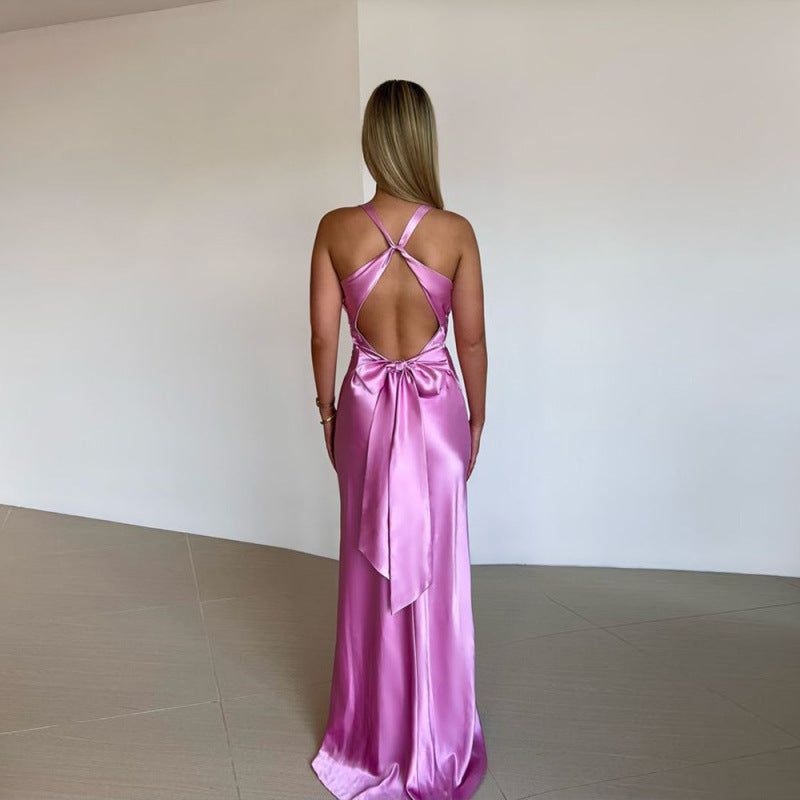 Women’s Yellow Dress Maxi Halter Neck | Wedding Guest