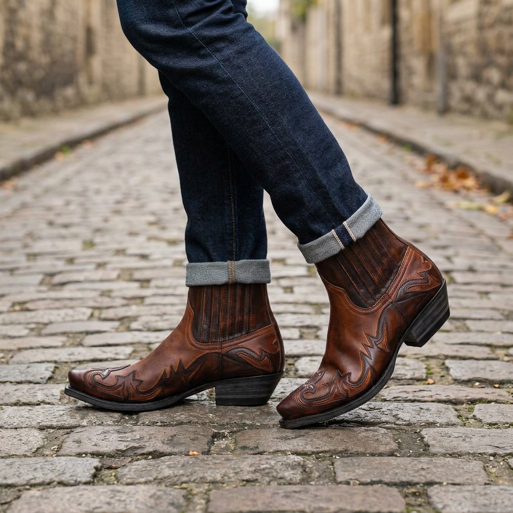Cowboy Boots Men's Ankle Western | Pointed Toe