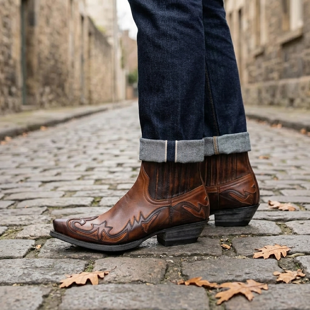 Cowboy Boots Men's Ankle Western | Pointed Toe