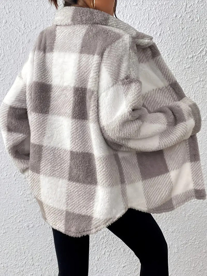 Women's Plaid Winter Jacket | Button Up