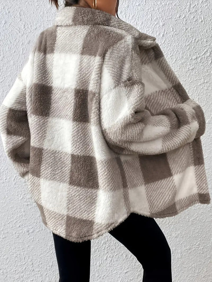 Women's Plaid Winter Jacket | Button Up
