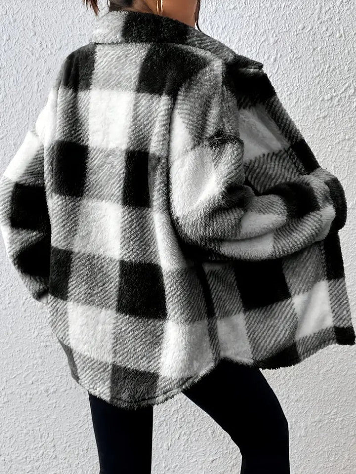 Women's Plaid Winter Jacket | Button Up