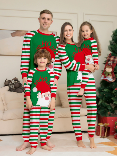 Family Matching Christmas Pyjamas 2 Piece Set | Striped Print