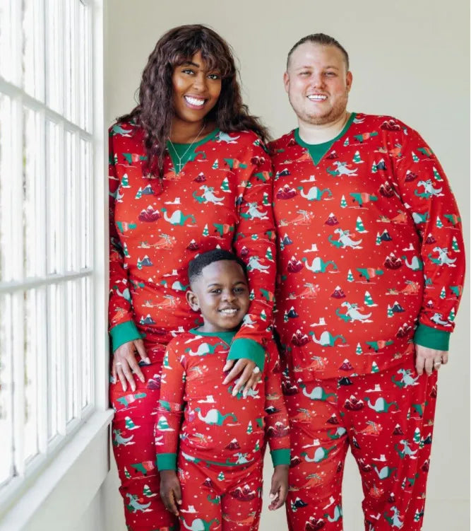 Family Matching Christmas Pyjamas Contrast Trim | Festive Print