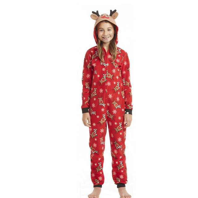 Family Matching Christmas Pyjamas Hooded Onesie | Reindeer Print